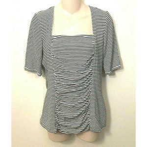 White House Black Market Striped Ruched Top Size M